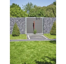 Gartenzaun mit Gabionenwand und abschließbarem Gartentor