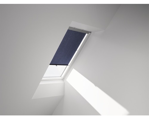 VELUX Sichtschutzrollo dunkelblau manuell mit Haltekrallen RHL 200 9050 Dachfenster mit Rollo zur Verdunkelung
