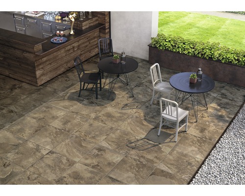 FLAIRSTONE Feinsteinzeug Terrassenplatte Stone braun rektifizierte Kante 60 x 60 x 2 cm