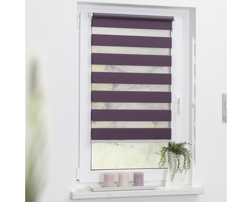 Lichtblick Doppelrollo ohne Bohren brombeer 45x150 cm inkl. Klemmträger Doppelrollo am Fenster zur Lichtregulierung und Dekoration