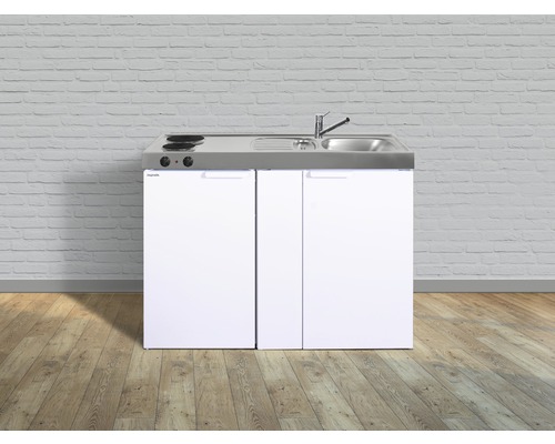 Kompakte Küche mit Kochfeld, Spüle und Unterschrank