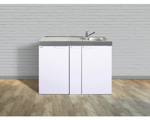 Waschbeckenunterschrank mit Spüle und drei weißen Türen