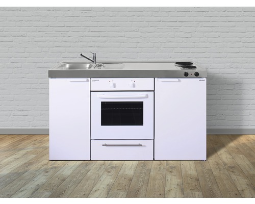 Miniküche Stengel Kitchenline MKB150 150x60 cm Becken links weiß glänzend mit Kochfeld