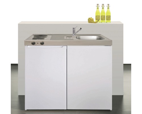 Miniküche Stengel Easyline ME100 100x60 cm Becken rechts weiß glänzend mit Kochfeld Miniküche Stengel Easyline ME100 100x60 cm Becken rechts weiß glänzend mit Kochfeld