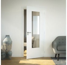 Zimmertür mit Glaseinsatz in einem hellen Raum mit Sofa und Dekoration