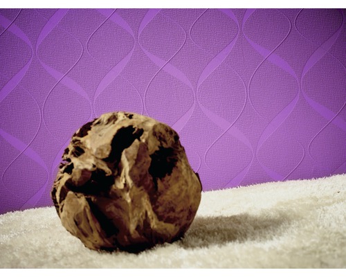 Wurzelholzdekoration vor gemusterter Tapete