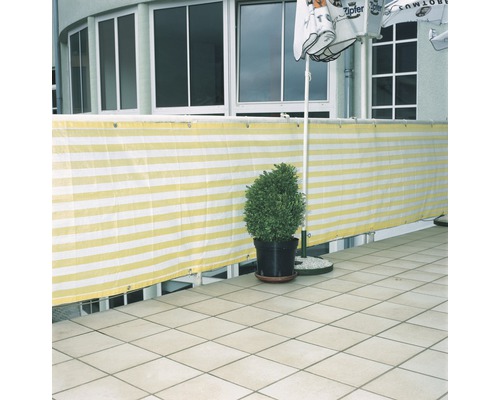 Balkonblende Ibiza 0,9x5m gelb-weiß