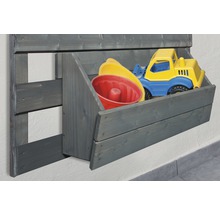 Wandregal aus Holz mit Spielzeug