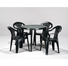 Gartentischset mit rundem Tisch und vier Stühlen aus Kunststoff