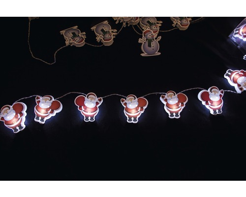 Lichterkette mit Weihnachtsmann- und Schneemannmotiven