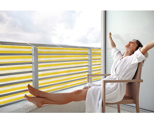 HAITAOSY Balkonschutz 130x1100 Cm – UV- Und Wetterfester Sichtschutz, Blickdicht, Beige, Mit Alu-Ösen
