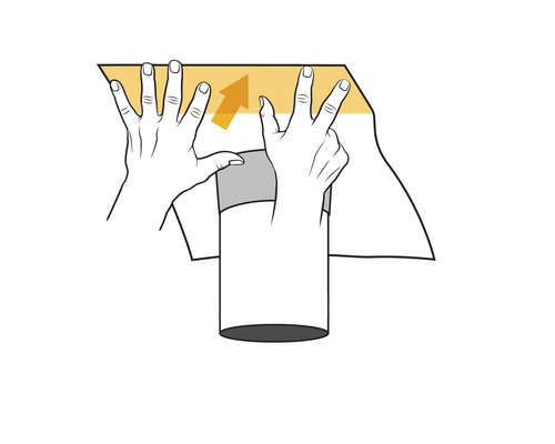 Illustration, die zeigt, wie eine Folie hochgezogen wird
