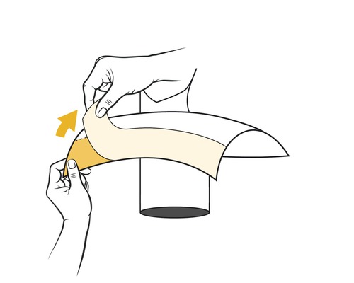 Illustration: Eine Person befestigt ein Band an einem Gegenstand.