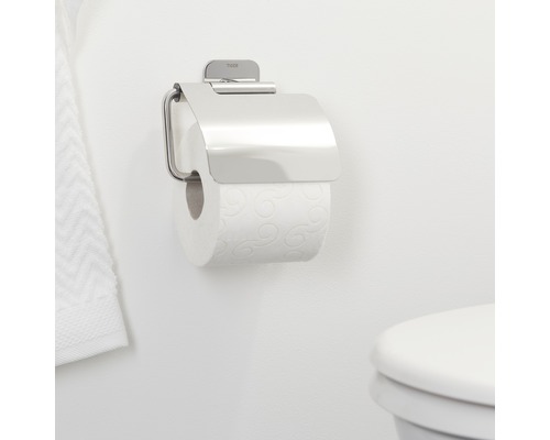 Toilettenpapierhalter aus Metall mit Papierrolle
