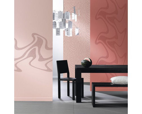Vliestapete 9331 Patent Decor 3 D Welle - Die Patenten Vier Raumgestaltung mit Mustertapeten, Esstisch und Stuhl