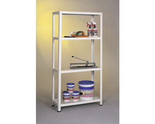 Regal mit Fliesenlegerwerkzeug und -materialien