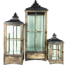 Laterne Holz-Metall-Glas 23x23x50 cm braun