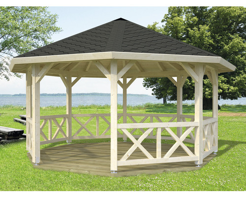 Pavillon Palmako Bessie mit Geländer 465 x 465 cm natur Pavillon Palmako Bessie mit Geländer 465 x 465 cm natur