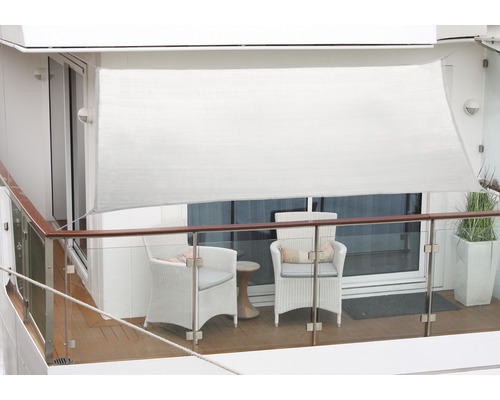 Balkonsonnensegel 140x270 cm wasser- und windabweisenden PES 200 g/cm², silber Terrasse mit Markise und Sitzmöbeln