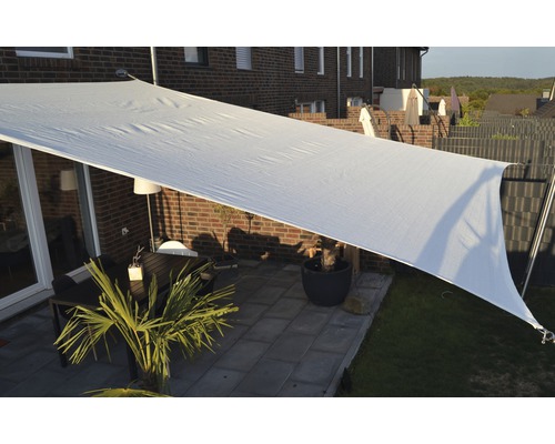 Floracord Vierecksonnensegel 3,6 x 3,6 m, HDPE 180 g/m² wind- und wasserdurchlässig, weiß
