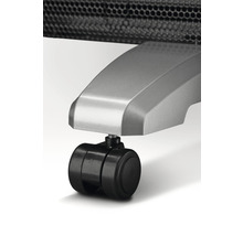 Detailansicht von Rollen an einem Heizkörper für den einfachen Transport