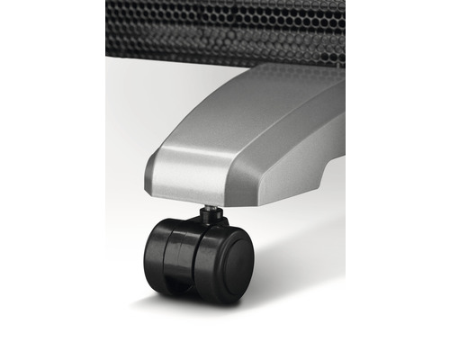 Detailansicht von Rollen an einem Heizkörper für den einfachen Transport