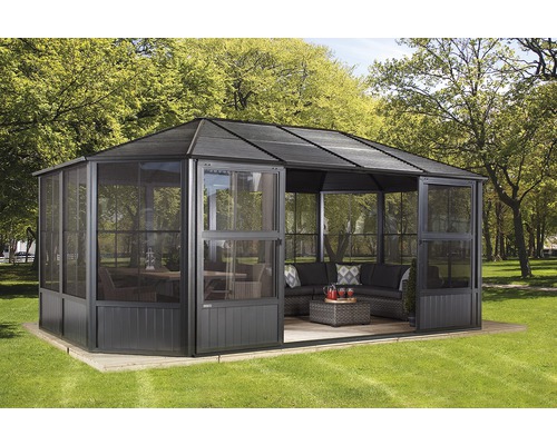 Pavillon Sojag Charleston 12x18 mit Wandelementen und Moskitonetz 577x367 cm anthrazit