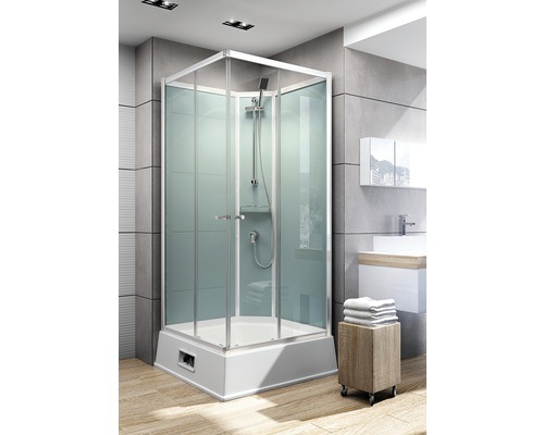 Fertigdusche Schulte ExpressPlus Korfu II 94x110x215 cm Echtglas Klar hell grün