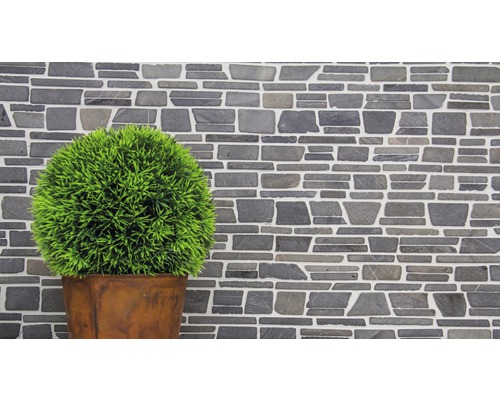 Dekorative Steinwand mit Topfpflanze