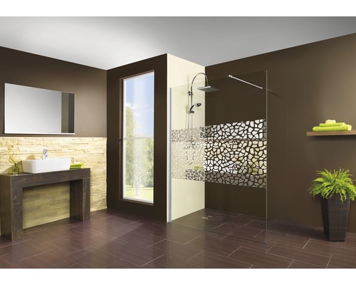 Raumdusche Breuer Panorama 1000x2000 mm Dekor Terrazzo chrom chrom 3338005044061 Badezimmer mit Dusche, Waschbecken und Spiegel