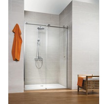 Schiebetür für Nische Schulte ExpressPlus Masterclass 1400x2000 mm Anschlag links Echtglas Klar hell chromoptik mit schmutzabweisender Glasbeschichtung