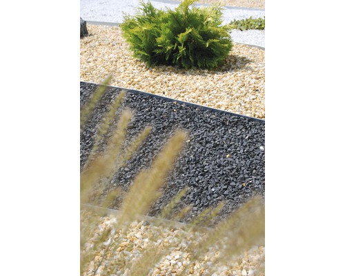 Garten mit Zierkies, Pflanze und Rasenkante