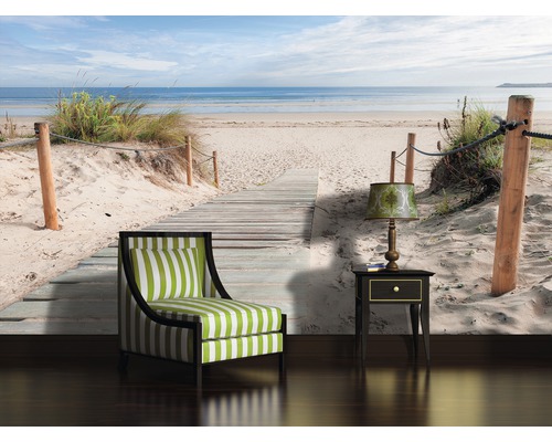 Fototapete mit Strandmotiv, Steg, Meer und Himmel