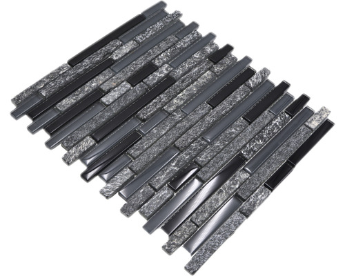 Mosaikmatte mit schmalen Steinen und Glas