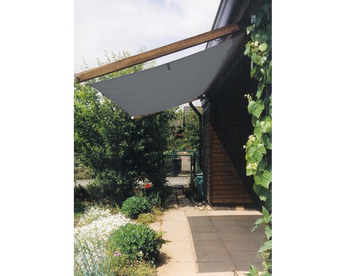 Sonnensegel Rechteck gerade anthrazit mit Regenschutz 140x220 cm Sonnensegel auf einer Terrasse mit Holzrahmen