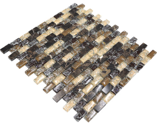 Mosaikfliese aus Glas und Naturstein