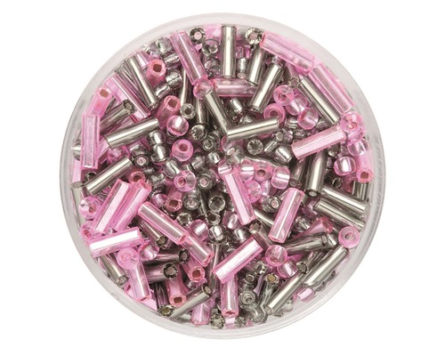 Stifte-Mix Rocailles grau/rosa 6 mm 17 g