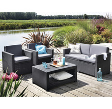 Loungeset Jardin Monaco Kunststoff 4-Sitzer 4-teilig graphit