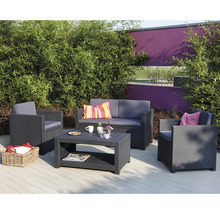 Loungeset Jardin Monaco Kunststoff 4-Sitzer 4-teilig graphit