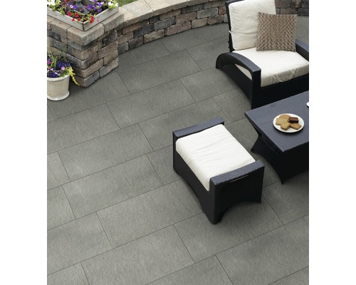 FLAIRSTONE Feinsteinzeug Terrassenplatte Garden Goldengrey rektifizierte Kante 90 cm x 45 cm x 2 cm