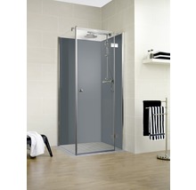 Duschkabine mit Kopfbrause und Handbrause in Badezimmerumgebung