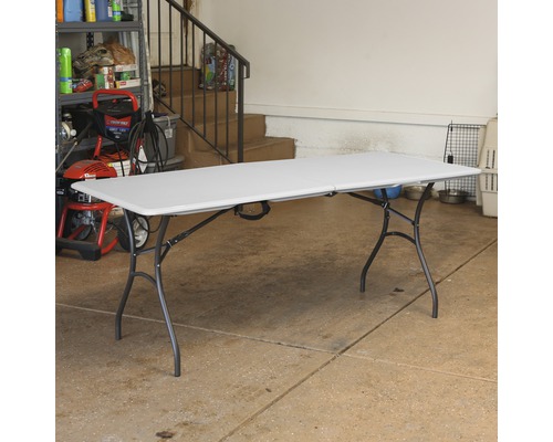 Langer, klappbarer Tisch mit Stahlbeinen für den Innenbereich