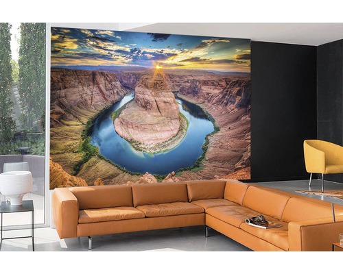 Wohnzimmer mit Fototapete des Horseshoe Bend