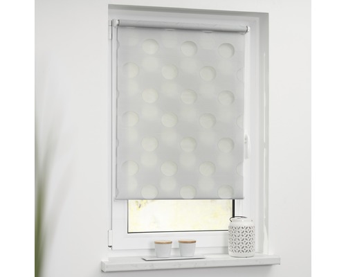 Lichtblick Doppelrollo Kreis ohne Bohren 45x150 cm grau inkl. Klemmträger Rollo mit Punktmuster am Fenster