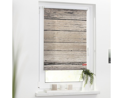Klemmrollo Lichtblick ohne Bohren Bretter braun 120x150 cm inkl. Klemmträger Fenster mit Rollo im Holzdesign