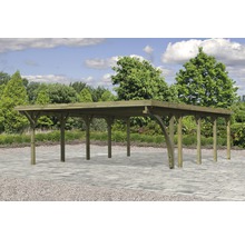 Holzcarport mit Flachdach im Garten