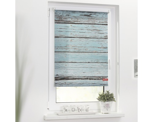 Klemmrollo Lichtblick ohne Bohren Bretter petrol 60x150 cm inkl. Klemmträger Rollo mit Holzplanken Optik am Fenster