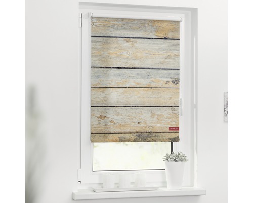 Klemmrollo Lichtblick ohne Bohren Bretter Shabby 60x150 cm inkl. Klemmträger Fenster mit Rollo im Holzplanken Design