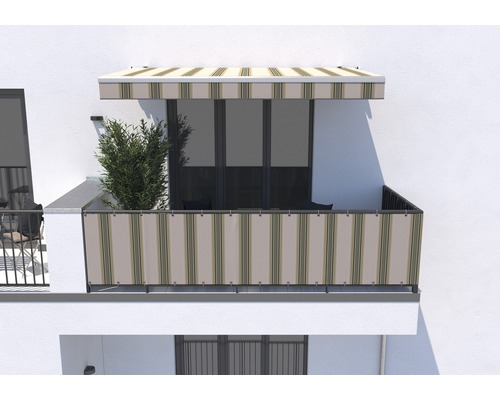 Balkon mit Balkonbespannung und Markise für Sichtschutz und Beschattung