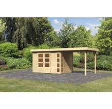 Holzgartenhaus mit Anbau im Garten